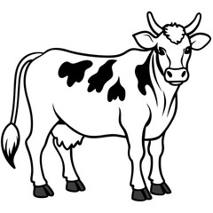 Cow Brush line art vector