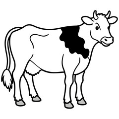 Cow Brush line art vector