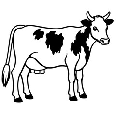 Cow Brush line art vector