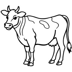 Cow Brush line art vector
