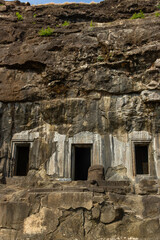 Ancient Rock-Cut Facade of Aurangabad Caves