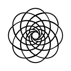 Black and White Abstract Swirling Circular Pattern Design