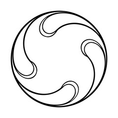 Circular Black Line Art Abstract Design Element vector