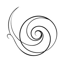 Black Swirl Spiral Abstract Line Art Design Element