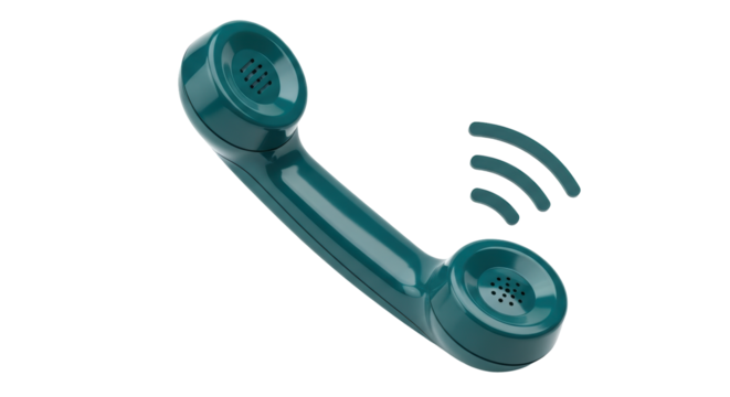 Isolated Green Retro Phone Receiver with Signal