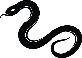 Snake silhouette, Isolated black silhouette of a snake coiled and upright on a plain white background vector illustration

