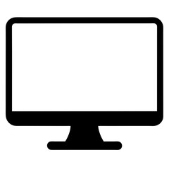 Black and White Computer Monitor Icon for Technology and Design Projects