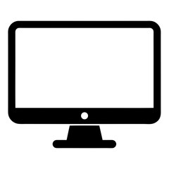 Black and White Computer Monitor Icon with Rounded Edges and Stand