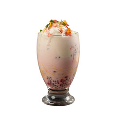Indian Style Falooda Drink with Ice Cream in a Fancy Glass on a Transparent PNG Background