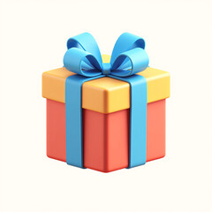 Obraz premium Colorful Gift Box with Blue Ribbon A Festive 3D Render