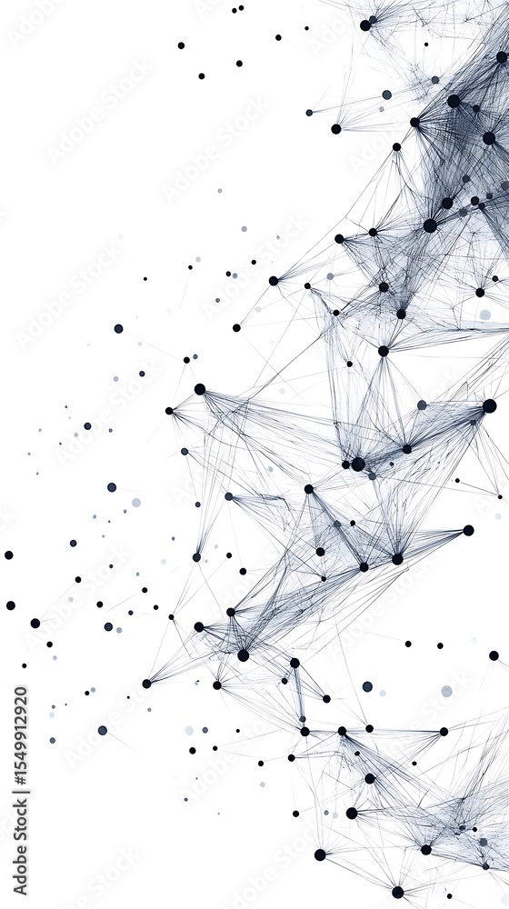 Poster Abstract Nodes and Lines Network with Transparent Background Art