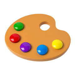 Fototapeta premium Artist s wooden palette with colorful paint blobs and thumb hole