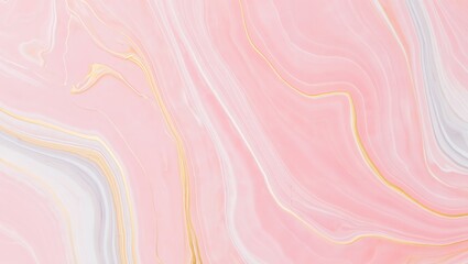 Abstract Pink Marble Swirls and Gold Accents Background