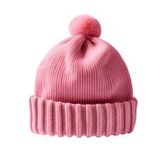 A pink beanie isolated on a transparent background