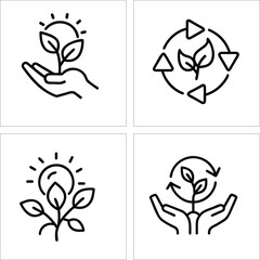 Flat ecology icons set