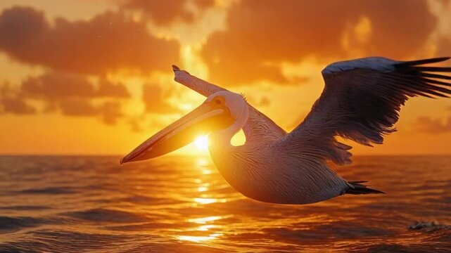 spot billed pelican close up at kolleru lake sunset video