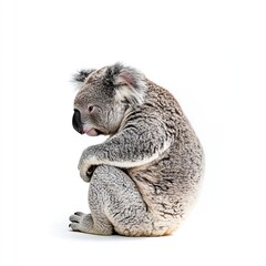 Fototapeta premium A australian koala bear full body front view isolated on a white background
