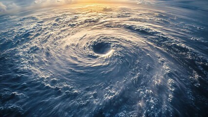 Massive Rotating Hurricane from Space with Lightning and Swirling Clouds - Powered by Adobe