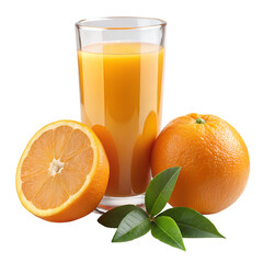 fresh orange juice without shadow isolated on transparent background