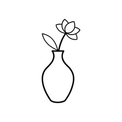 vase with flower line art