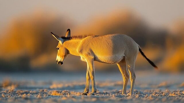 wild ass close up at little rann of kutch sunset video