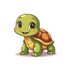 Turtle cartoon clipart vector illustration white background
