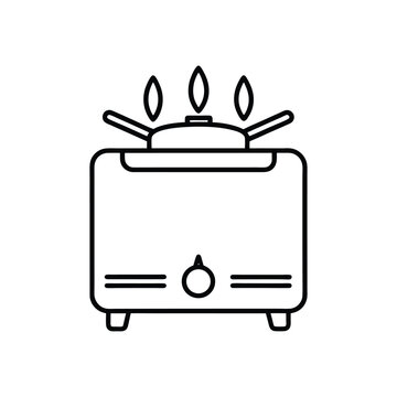 black stove with flames cooking clip art preview