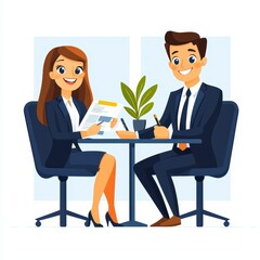 Professional Business Meeting with Smiling Colleagues at Table