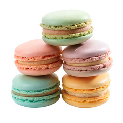 macarons pastel colors without shadow isolated on transparent background