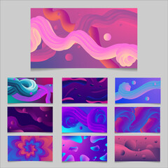 Vector abstract background - liquid bubble shapes on fluid gradient with shadows and light effects
