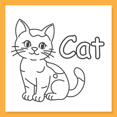 Cute cartoon cat kitten for kids drawing book