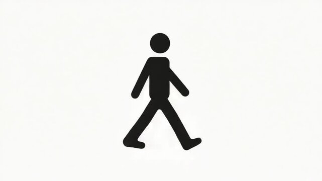 Animated Icon Sequence of a Black Pictogram Person Walking on a White Background