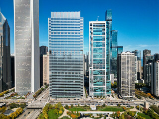 Chicago downtown city skyline. Modern business city landscape. Cityscape with business city...