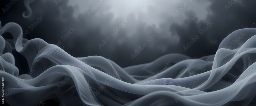 Leinwandbilder Ethereal Gray Gradient, Abstract Backdrop With Smoky Texture. Gentle Sweeping Lines Create Depth And Movement. Dynamic Light And Shadow Effect For Visual Intrigue. A Soft, Calming Abstract.