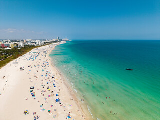 Aerial view of Miami beach coastline. Skyline and skyscrapers at Miami Beach. Summer Miamis vibes....