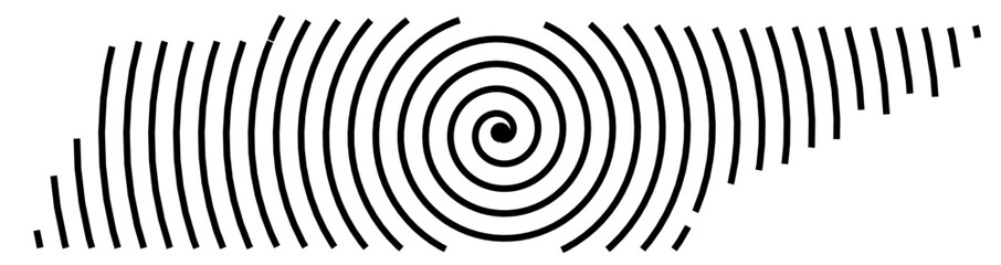 Symbol Map of the State Tennessee (United States of America) showing the state with a black spiral line