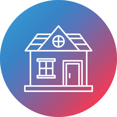 Guest House Line Gradient Circle Background Icon