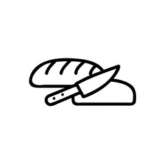 Handdrawn Bread Loaf Knife Line Art Bakery Food Cut Graphic Design Element vector