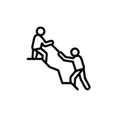 Handdrawn Line Art Two Figures Helping Each Other Climb Steps Upwards Assistance Teamwork Support