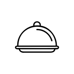 Obraz premium Handdrawn Line Art Restaurant Dome Lid Server Platter Icon vector