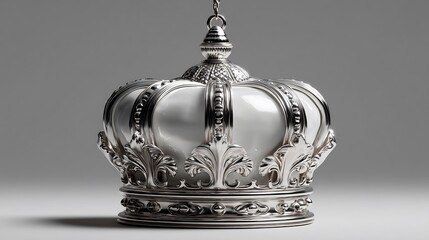 Elegant silver crown with intricate details symbolizes royalty and authority