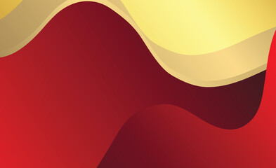 Abstract red gradient and gold wave shapes background