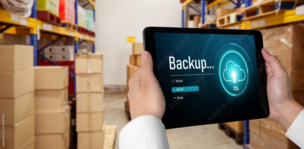 Poster backup storage data internet technology business concept. database storage cloud technology file dat
