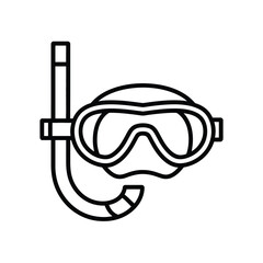 Simple black outline icon of a snorkel mask for diving and swimming activities