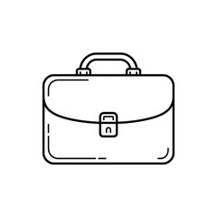 Simple black and white line art illustration of a classic briefcase