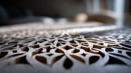 Intricate floral pattern carved into wood, showcasing craftsmanship and detail