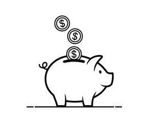 Obraz premium Piggy bank with dollar coins being deposited for savings and financial growth