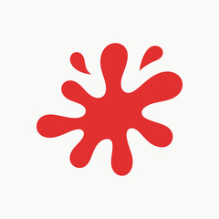 Vibrant red splatter blob shape isolated on white background