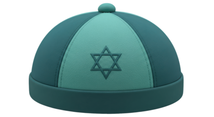 Isolated Teal Kippah with Star of David