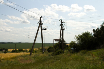 Power lines in a field